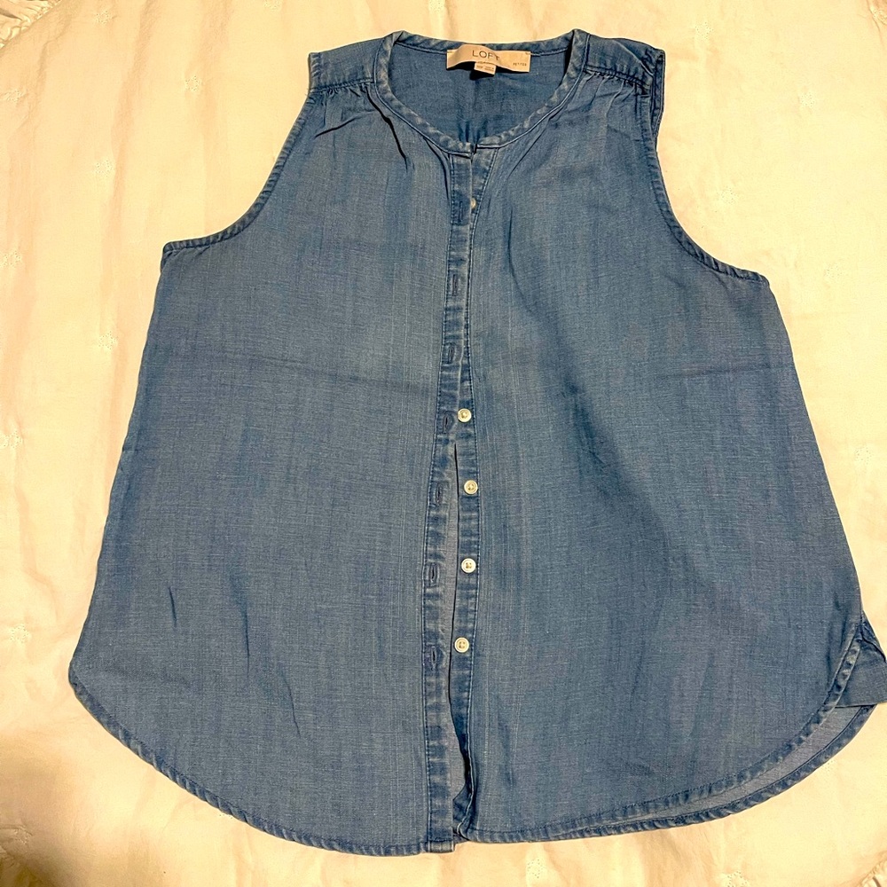 LOFT Denim Sleeveless Blouse